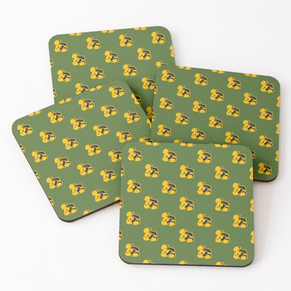 Item preview, A seamless repeating pattern consisting of abstract natural shapes and bright yellow borders on a solid olive green background. designed and sold by sutas2520.