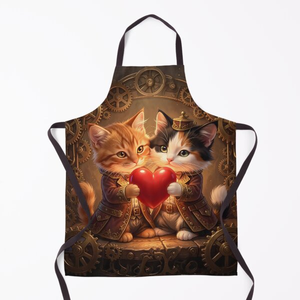 Item preview, Steampunk Valentine Cats with Heart- Romantic Cat Art designed and sold by Marcu Ioachim.