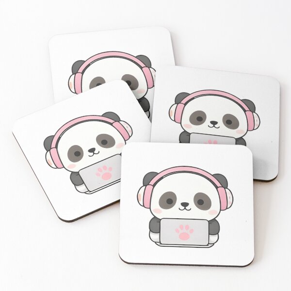 Item preview, Gamer Panda with Headphones - Cute Kawaii Panda working on Laptop designed and sold by Trendora90.