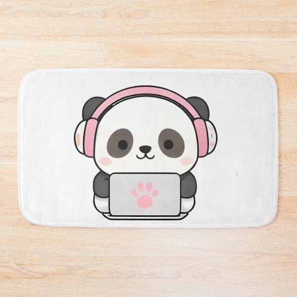 Item preview, Gamer Panda with Headphones - Cute Kawaii Panda working on Laptop designed and sold by Trendora90.
