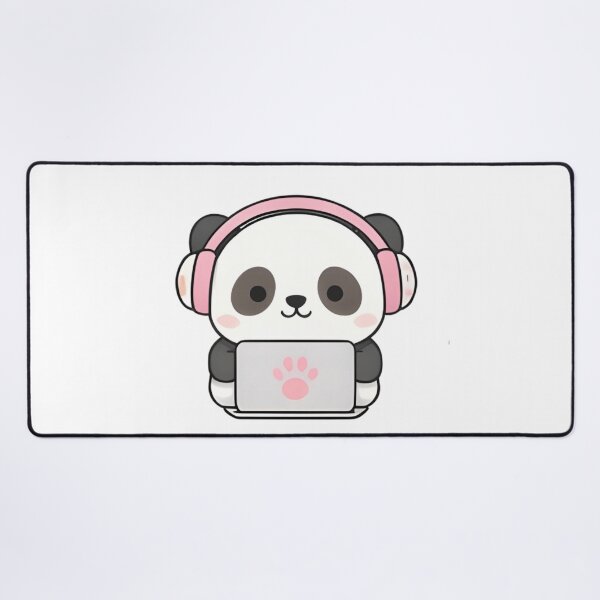 Item preview, Gamer Panda with Headphones - Cute Kawaii Panda working on Laptop designed and sold by Trendora90.