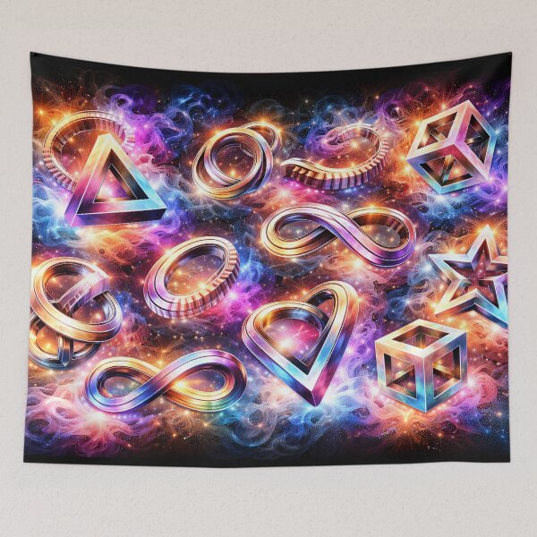 Item preview, Neon Geometry Galaxy – Glowing 3D Shapes in Cosmic Space designed and sold by SpicyWind.
