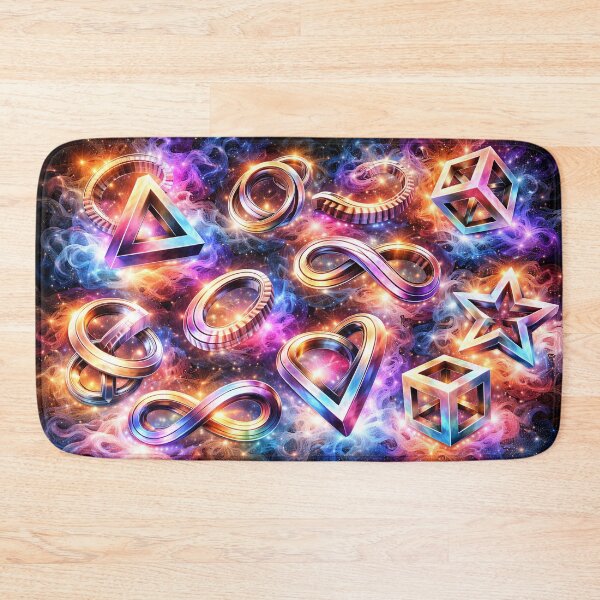 Item preview, Neon Geometry Galaxy – Glowing 3D Shapes in Cosmic Space designed and sold by SpicyWind.