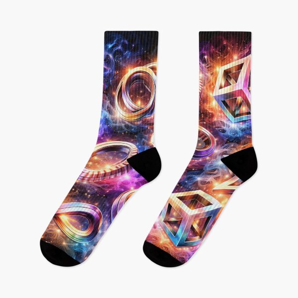 Item preview, Neon Geometry Galaxy – Glowing 3D Shapes in Cosmic Space designed and sold by SpicyWind.