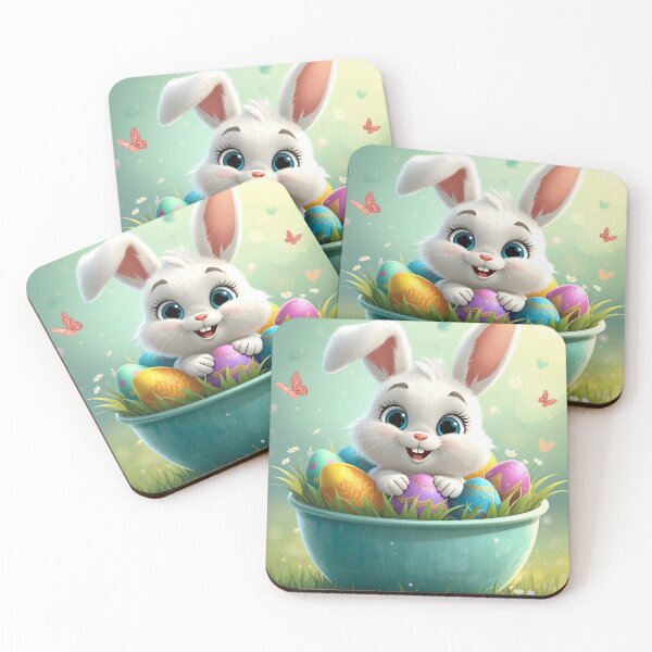 Item preview, Cute Easter Bunny with Rainbow Eggs designed and sold by PixelVibe782.