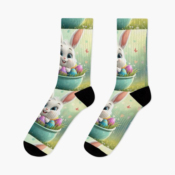 Item preview, Cute Easter Bunny with Rainbow Eggs designed and sold by PixelVibe782.