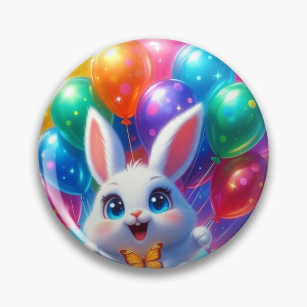 Artikelvorschau, Fröhlicher Osterhase schwebt mit Regenbogenballons entworfen und verkauft von PixelVibe782.
