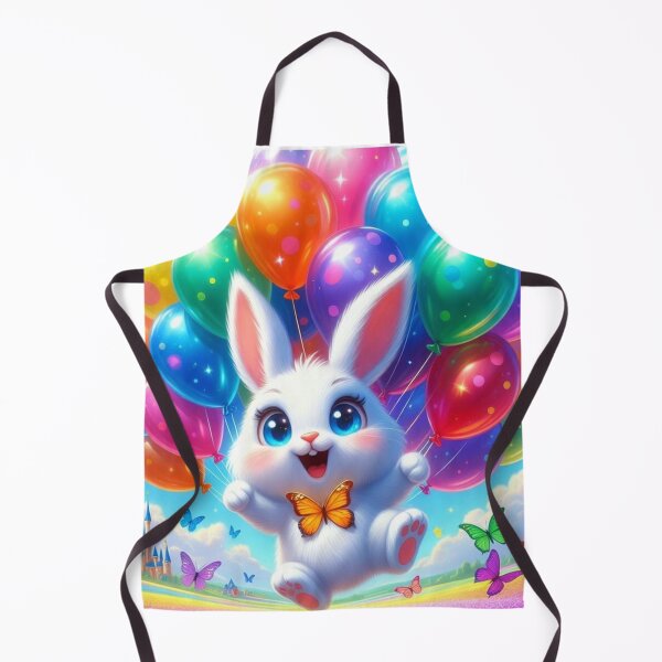 Item preview, Joyful Easter Bunny Floating with Rainbow Balloons designed and sold by PixelVibe782.
