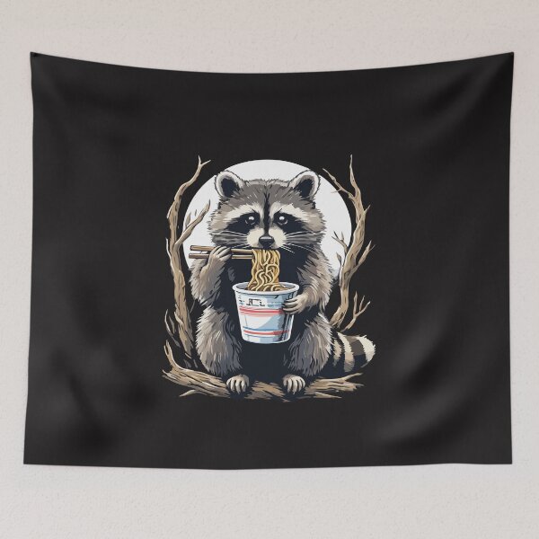 Item preview, Funny Raccoon Eating Instant Noodles Cute Foodie Lover Gift Design designed and sold by kiralynstration.