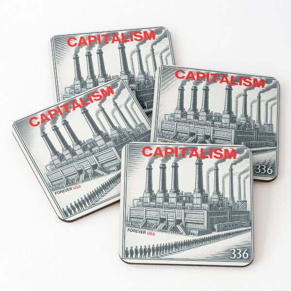Item preview, Capitalism Forever USA – Industrial Satire Stamp Design (Political Art Print) designed and sold by DiamondSkyShirt.
