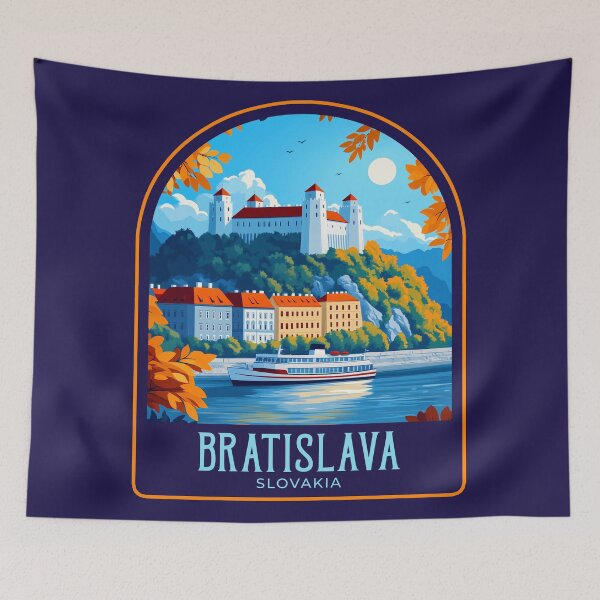 Item preview, Bratislava Vintage Travel Illustration designed and sold by HomeLivingCo.