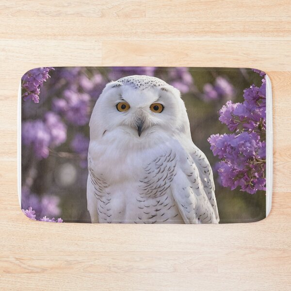 Item preview, "Enchanted Perch: A Snowy Owl in the Jacaranda Tree" designed and sold by A-Work-Of-Art.
