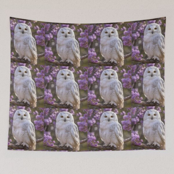 Item preview, "Enchanted Perch: A Snowy Owl in the Jacaranda Tree" designed and sold by A-Work-Of-Art.