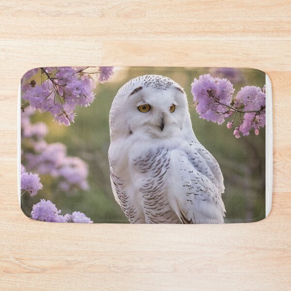 Item preview, "Whispers of Spring: A White Owl in a Pink Blossom Tree" designed and sold by A-Work-Of-Art.