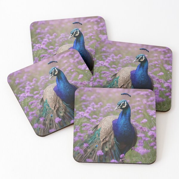 Item preview, "Regal Display: A Peacock Amidst Mauve Blossoms" designed and sold by A-Work-Of-Art.