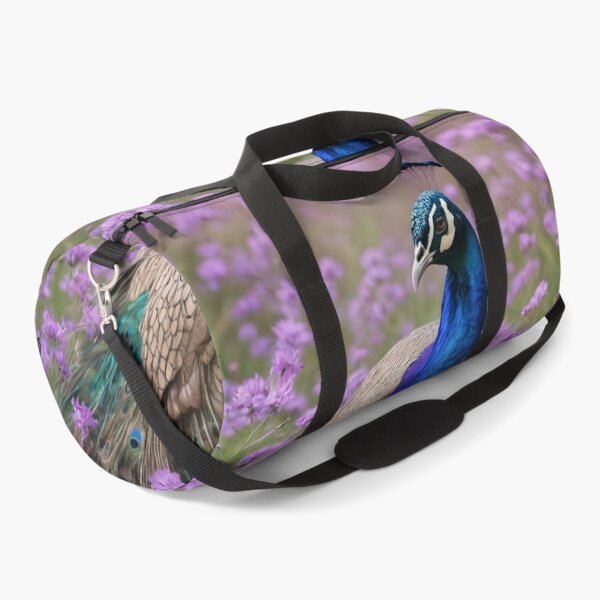 Item preview, "Regal Display: A Peacock Amidst Mauve Blossoms" designed and sold by A-Work-Of-Art.