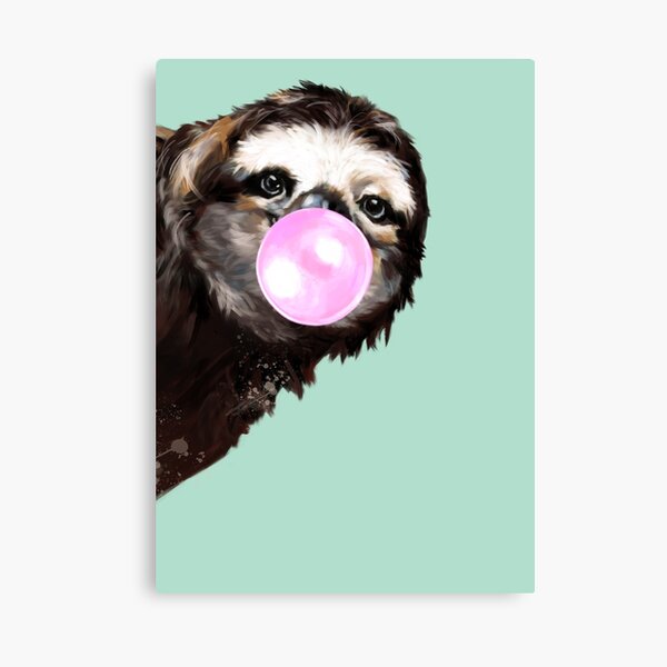Playful Sneaky Sloth with Bubble Gum Canvas Print