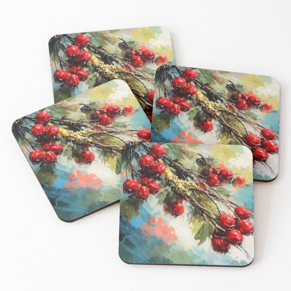 Item preview, Vibrant Red Hawthorn Berries on Branch designed and sold by cuprum.
