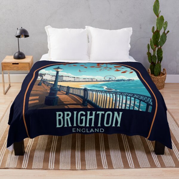 Item preview, Brighton Vintage Travel Illustration designed and sold by HomeLivingCo.