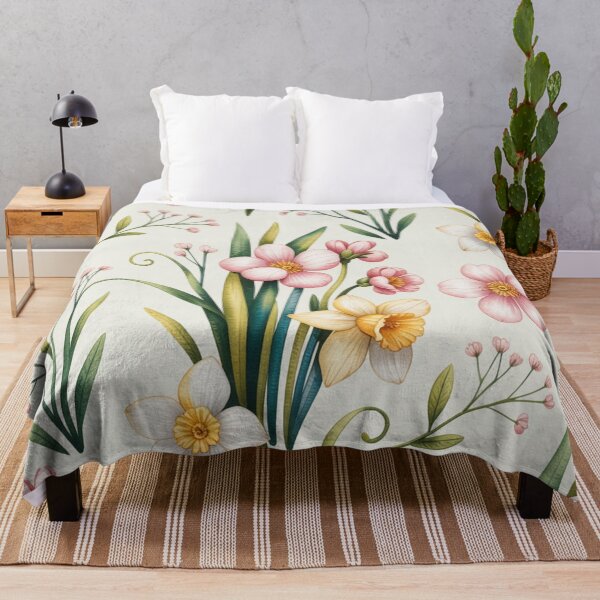 Item preview, Delicate Daffodil & Pink Blossom Spring Floral Seamless Pattern designed and sold by Midnight Veil Designs.