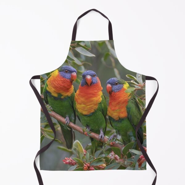 Item preview, "Colorful Chorus: Three Lorikeets Among Grevillea Blooms" designed and sold by A-Work-Of-Art.