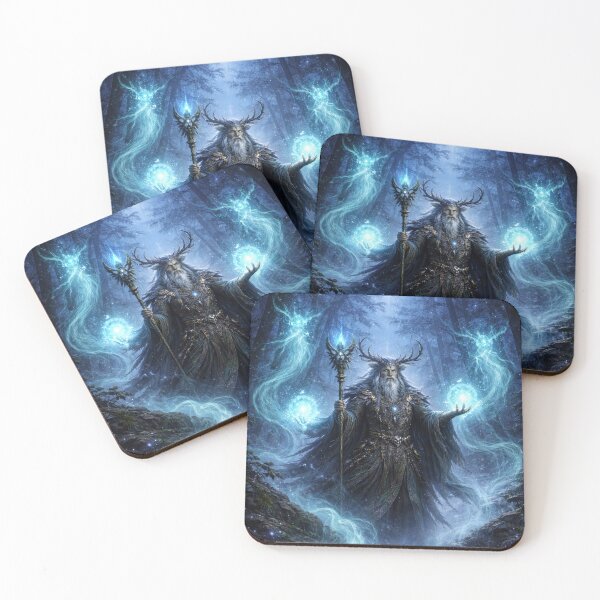 Item preview, Spirit Forest Druid – Ancient Nature Mage with Ethereal Guardians Fantasy Art designed and sold by DrakariArt.