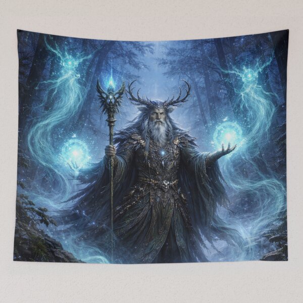 Item preview, Spirit Forest Druid – Ancient Nature Mage with Ethereal Guardians Fantasy Art designed and sold by DrakariArt.