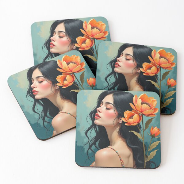 Item preview, Emerald Bloom Reverie – Elegant Floral Portrait Art designed and sold by Dream Bloom Gallery.
