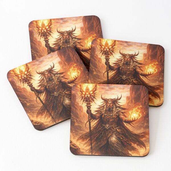 Item preview, Inferno Shaman – Fire Mage of the Burning Canyon | Epic Fantasy Art designed and sold by DrakariArt.