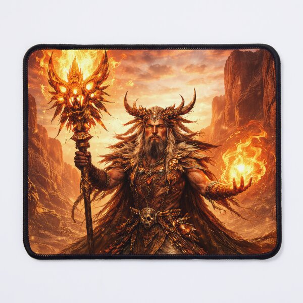 Item preview, Inferno Shaman – Fire Mage of the Burning Canyon | Epic Fantasy Art designed and sold by DrakariArt.