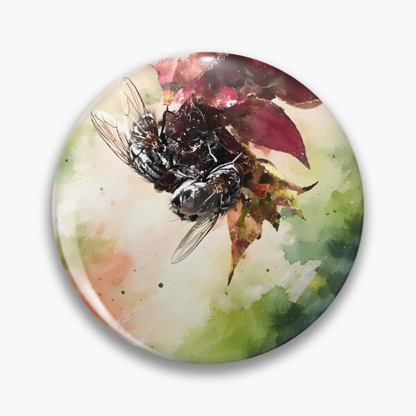 Item preview, Berries and Flies Watercolor Scene designed and sold by cuprum.
