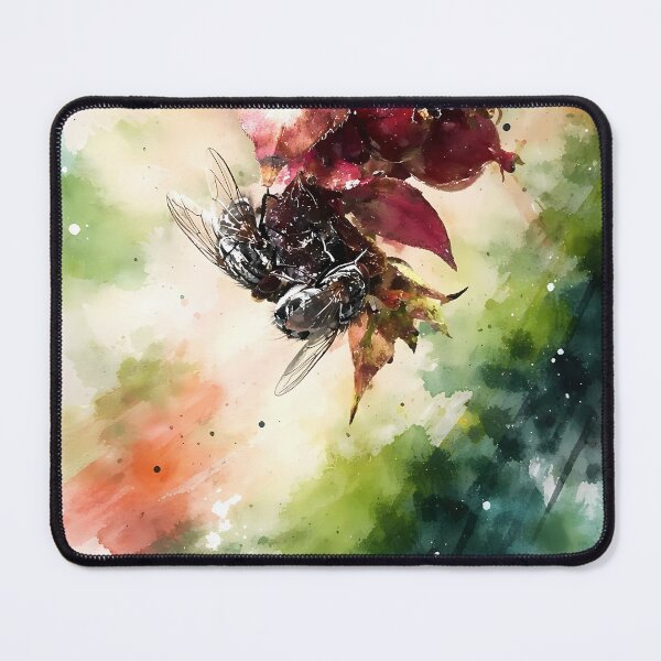Item preview, Berries and Flies Watercolor Scene designed and sold by cuprum.
