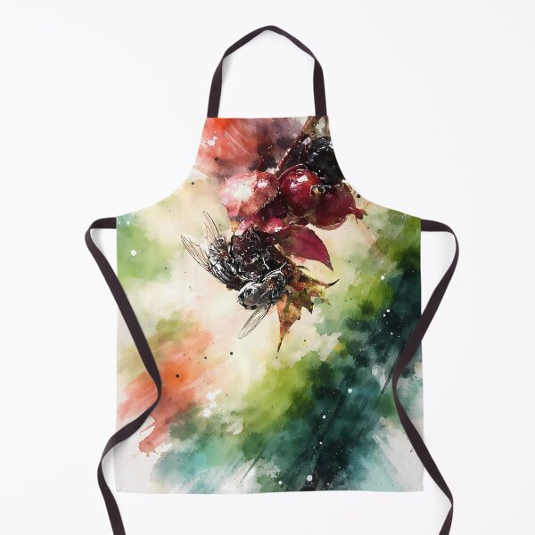 Item preview, Berries and Flies Watercolor Scene designed and sold by cuprum.
