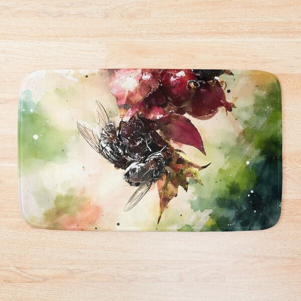 Item preview, Berries and Flies Watercolor Scene designed and sold by cuprum.