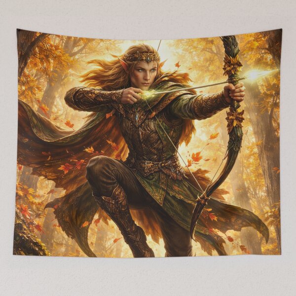 Item preview, Autumn Elven Archer – Golden Forest Fantasy Warrior Art designed and sold by DrakariArt.