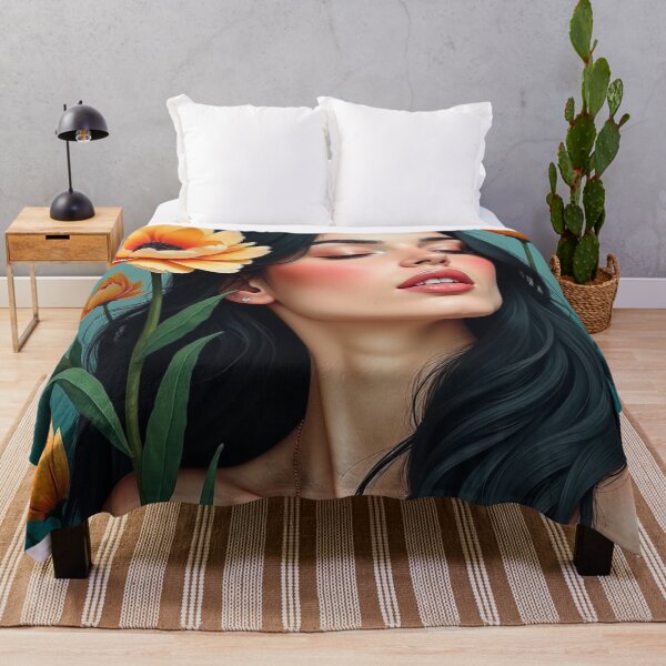 Item preview, Golden Petal Muse – Contemporary Botanical Beauty Portrait designed and sold by Dream Bloom Gallery.