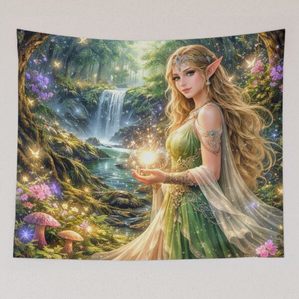 Item preview, Enchanted Forest Elf – Magical Nature Spirit Fantasy Art designed and sold by DrakariArt.