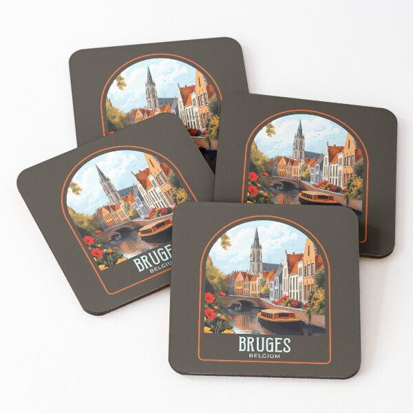 Item preview, Bruges Vintage Travel Illustration designed and sold by HomeLivingCo.