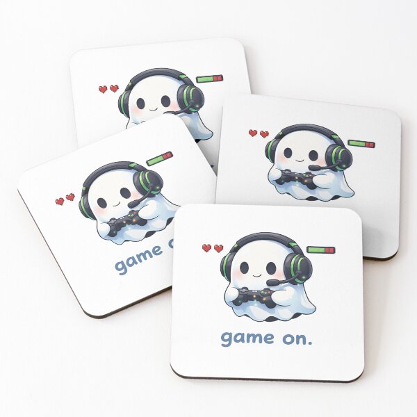 Item preview, Game On Ghost Sticker – Cute Gamer Ghost with Headset Cartoon designed and sold by Talkdesign.