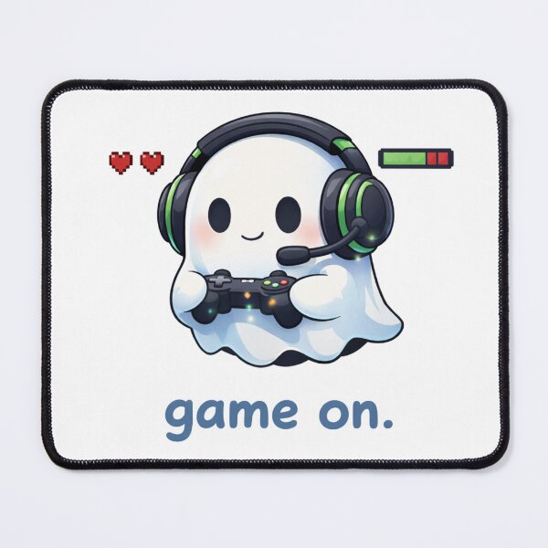 Item preview, Game On Ghost Sticker – Cute Gamer Ghost with Headset Cartoon designed and sold by Talkdesign.