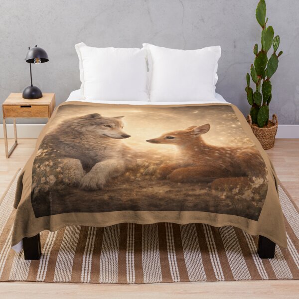 Item preview, Wolf and Fawn Moonlight Bond – Magical Forest Wildlife Art designed and sold by GeoWild Designs.