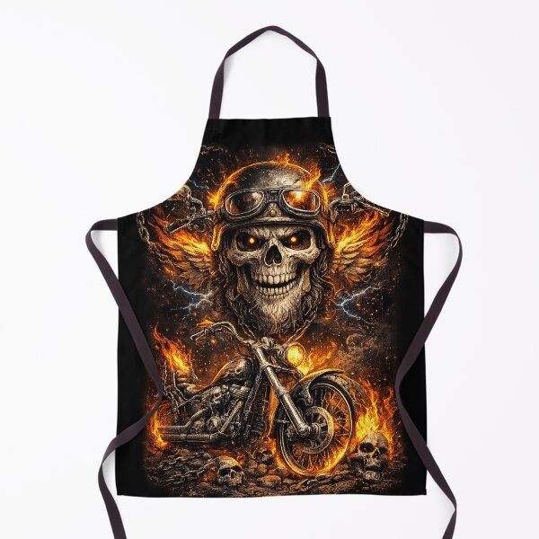 Item preview, Hell Rider Skull – Flaming Biker Skeleton on Chopper designed and sold by SpicyWind.