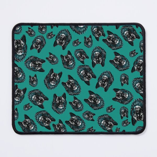 Item preview, Totem Romeo the wolf pattern in green teal designed and sold by belettelepink.
