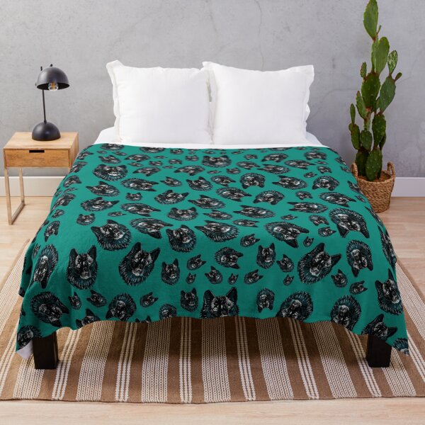 Item preview, Totem Romeo the wolf pattern in green teal designed and sold by belettelepink.