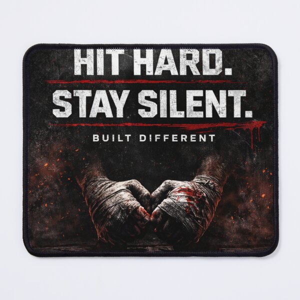 Item preview, Hit Hard Stay Silent – Built Different Boxing Gym Motivation Design designed and sold by Gym4Studio.