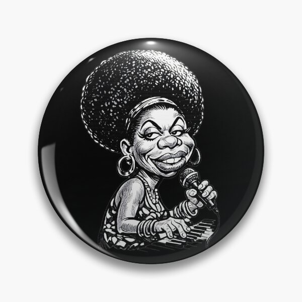 Item preview, Caricature Of Female Soul Singer With Large Afro Holding Microphone And Playing Keyboard designed and sold by portokalis.