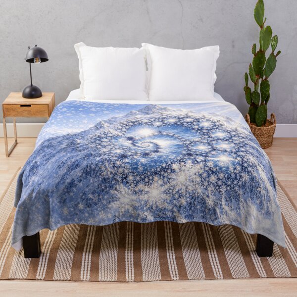 Item preview, Winter Fractal Spiral – Snowflake Galaxy Over Icy Mountain designed and sold by SpicyWind.
