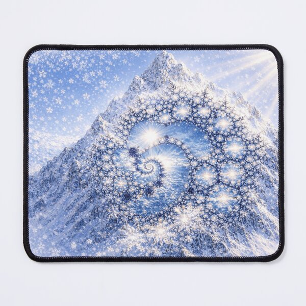 Item preview, Winter Fractal Spiral – Snowflake Galaxy Over Icy Mountain designed and sold by SpicyWind.