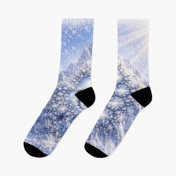 Item preview, Winter Fractal Spiral – Snowflake Galaxy Over Icy Mountain designed and sold by SpicyWind.