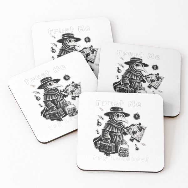 Item preview, Trust Me try Leeches! An elegant black-and-white engraving depicts a wandering physician ready for any challenge. designed and sold by Creative-Sanc.